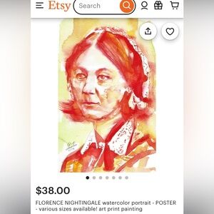 Florence Nightingale Watercolor Portrait Art Print